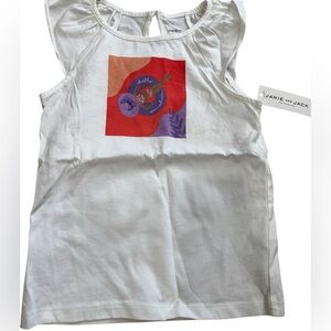 Janie and Jack White Girls Graphic Tank with Purple and Orange Accent